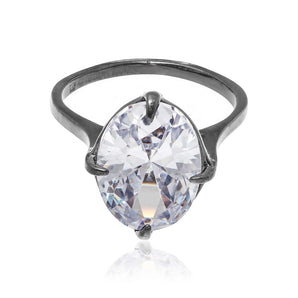 BLACK RHODIUM RING WITH ZIRCONIA