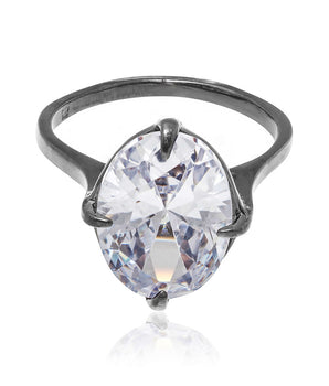 BLACK RHODIUM RING WITH ZIRCONIA