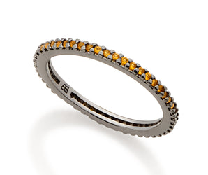 BLACK RHODIUM STUDDED SKINNY RING IN YELLOW
