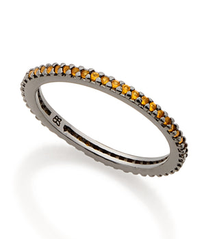 BLACK RHODIUM STUDDED SKINNY RING IN YELLOW