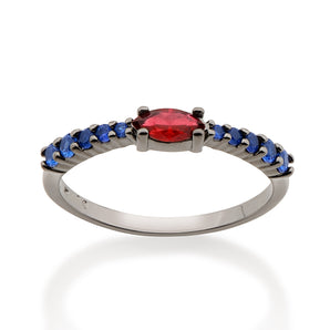 BLACK RHODIUM TWO COLORS SKINNY RING