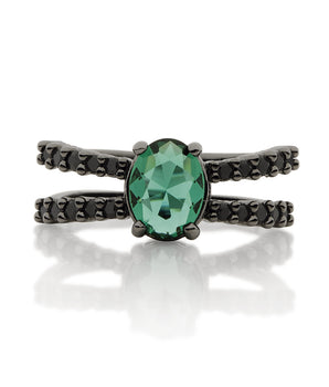 BLACK RHODIUM NIGHT RING IN GREEN