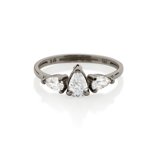 BLACK RHODIUM RING WITH ZIRCONIA