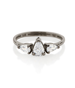 BLACK RHODIUM RING WITH ZIRCONIA