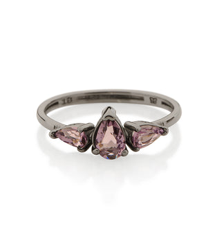 BLACK RHODIUM RING WITH CRYSTAL