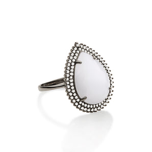 BLACK RHODIUM WHITE WATER DROPLET RING
