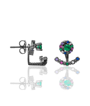 BLACK RHODIUM EARRING WITH ZIRCONIA