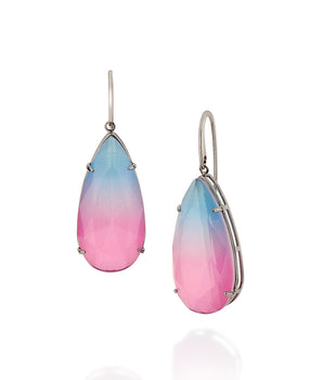 BLACK RHODIUM BICOLOR EARRING IN PINK AND BLUE