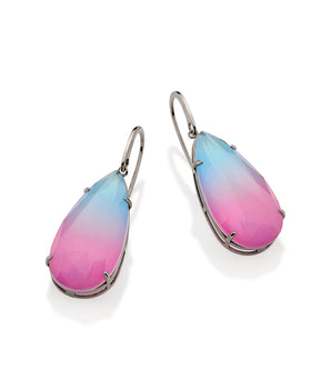 BLACK RHODIUM BICOLOR EARRING IN PINK AND BLUE