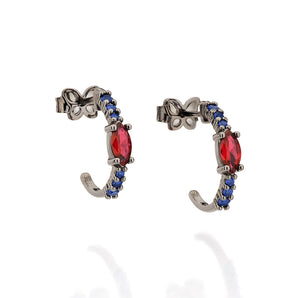 BLACK RHODIUM TWO COLORS HUGGIE EARRING