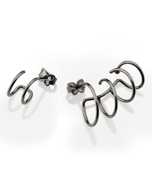 BLACK RHODIUM HOOPS EAR CUFF