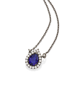 BLACK RHODIUM CHAIN WITH CRYSTAL AND ZIRCONIA