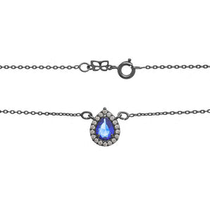 BLACK RHODIUM CHAIN WITH CRYSTAL AND ZIRCONIA