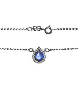 BLACK RHODIUM CHAIN WITH CRYSTAL AND ZIRCONIA