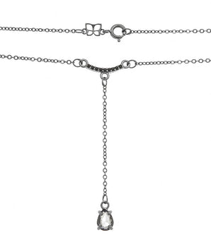 BLACK RHODIUM CHAIN WITH CRYSTAL AND ZIRCONIA