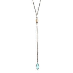 BLACK RHODIUM CHAIN WITH PEARL AND CRYSTAL