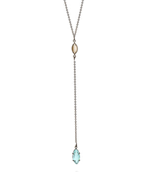 BLACK RHODIUM CHAIN WITH PEARL AND CRYSTAL