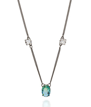 BLACK RHODIUM CHAIN WITH CRYSTAL AND ZIRCONIA