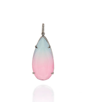 BLACK RHODIUM BICOLOR PENDANT IN PINK AND BLUE