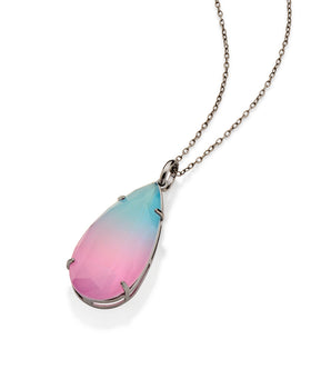BLACK RHODIUM BICOLOR PENDANT IN PINK AND BLUE