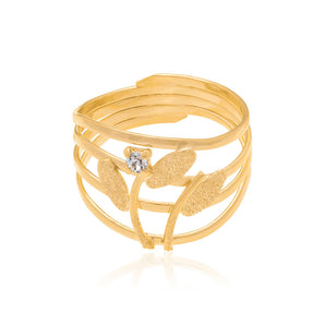 GOLD PLATED RING WITH CRYSTAL