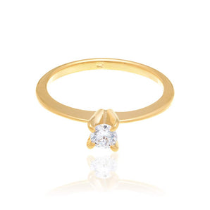 GOLD SOLITARY RING WITH ZIRCONIA