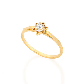 GOLD SOLITARY RING WITH CRYSTAL
