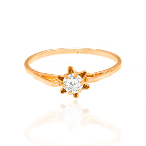 GOLD SOLITARY RING WITH CRYSTAL
