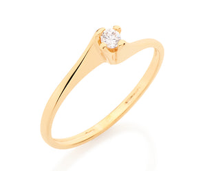 GOLD SOLITARY RING WITH ZIRCONIA