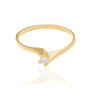 GOLD SOLITARY RING WITH ZIRCONIA