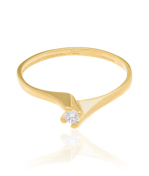 GOLD SOLITARY RING WITH ZIRCONIA