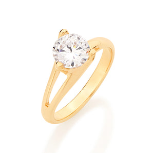 GOLD SOLITARY RING WITH ZIRCONIA