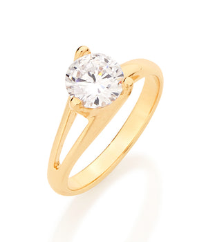 GOLD SOLITARY RING WITH ZIRCONIA