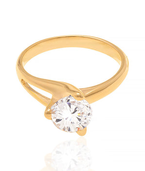 GOLD SOLITARY RING WITH ZIRCONIA