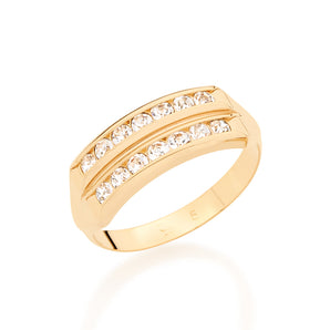 GOLD RING WITH CRYSTALS
