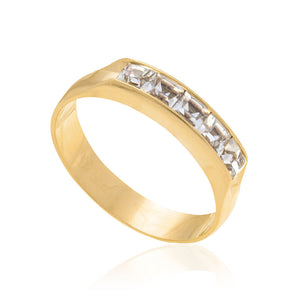 GOLD HALF WEDDING RING WITH CRYSTALS