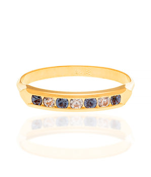 GOLD HALF WEDDING RING WITH CRYSTALS