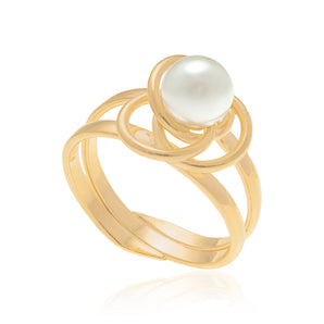 GOLD RING WITH PEARL