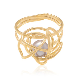 GOLD PLATED RING WITH PEARL