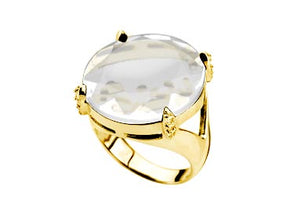 GOLD RING WITH CRYSTAL AND ZIRCONIA