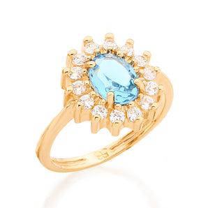 GOLD RING WITH CRYSTAL AND ZIRCONIA