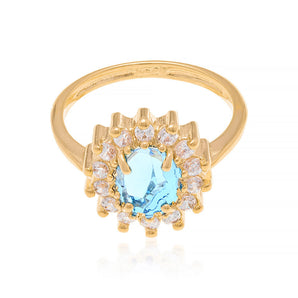 GOLD RING WITH CRYSTAL AND ZIRCONIA