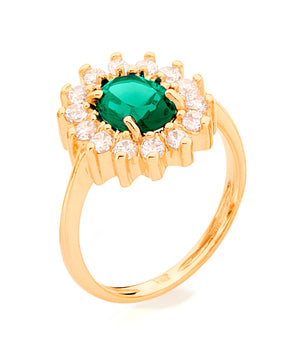 GOLD RING WITH CRYSTAL AND ZIRCONIA
