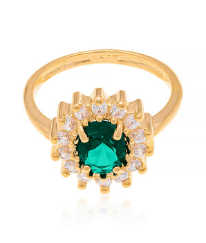 GOLD RING WITH CRYSTAL AND ZIRCONIA