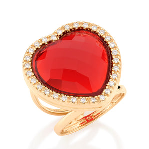 GOLD RING WITH CRYSTAL AND ZIRCONIA
