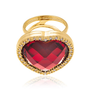 GOLD RING WITH CRYSTAL AND ZIRCONIA