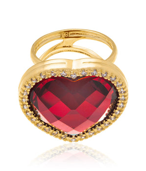GOLD RING WITH CRYSTAL AND ZIRCONIA