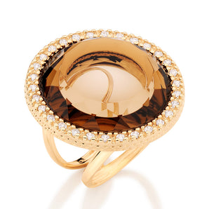 GOLD RING WITH ZIRCONIA AND STONE