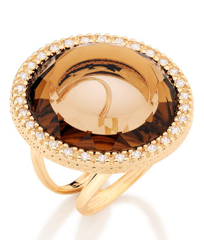 GOLD RING WITH ZIRCONIA AND STONE