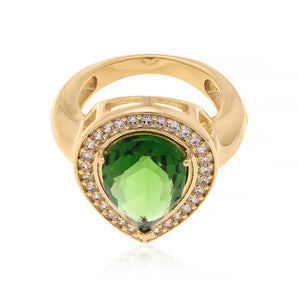 GOLD RING WITH CRYSTAL AND ZIRCONIA
